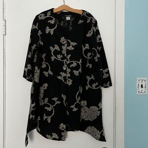 Saithong Batik Print Cotton Coat, Black, M (fits L/Xl)